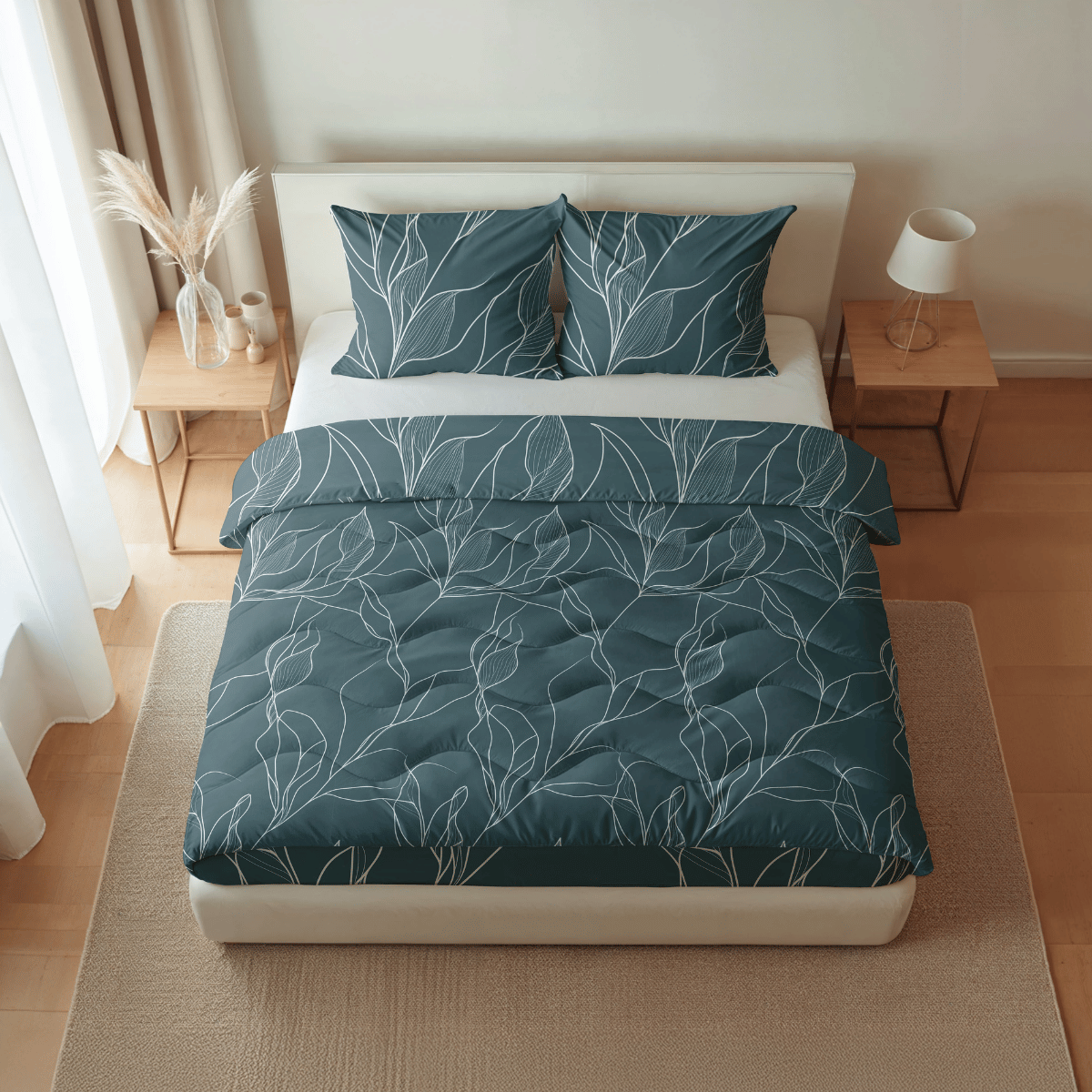 Zelesta Pure Design Cotton Pillowcase Set Of 2 - White Leaves