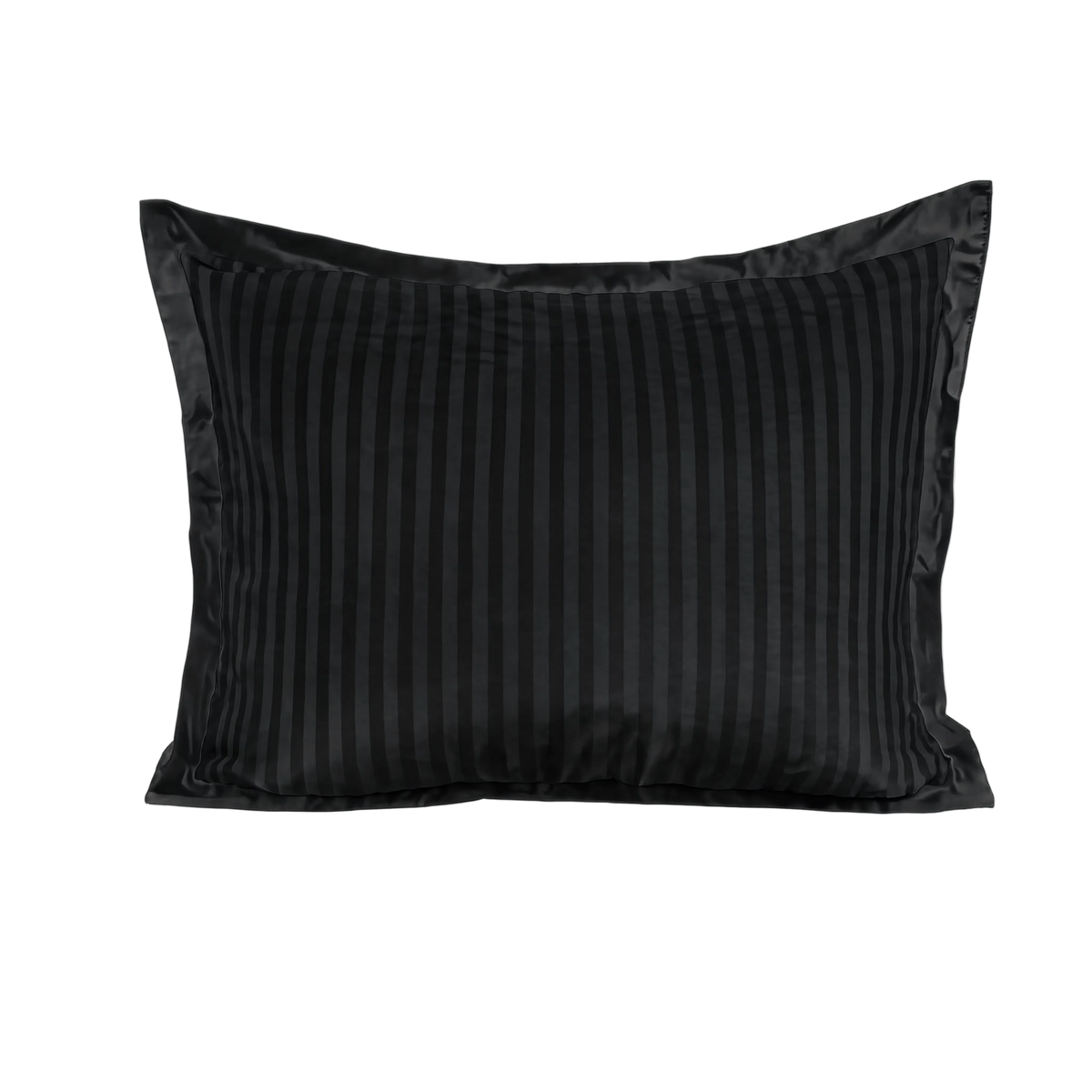 Zelesta Deluxe Hotel Stripe Seamless Satin Cotton Pillowcase Set Of 2 - Black