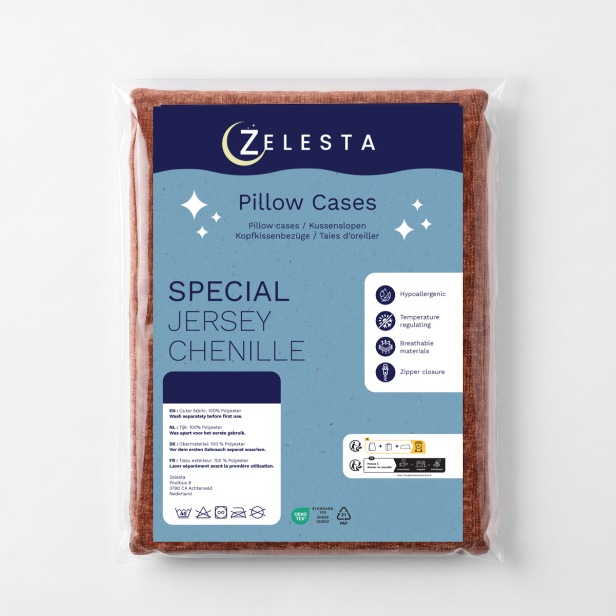 Zelesta Special Jersey Chenille Pillowcase Set Of 2 - Warm Brown