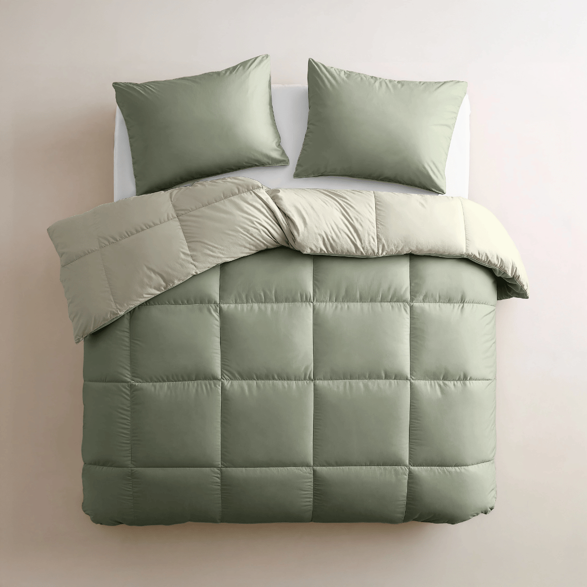 Zelesta Deluxe Duo Percale Cotton Duvet - Olive Green & Mint