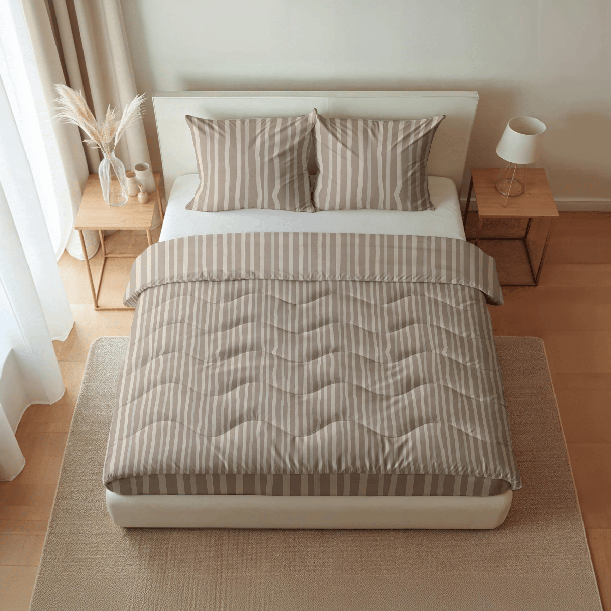 Zelesta Pure Design Cotton Pillowcase Set Of 2 - Brown Stripes