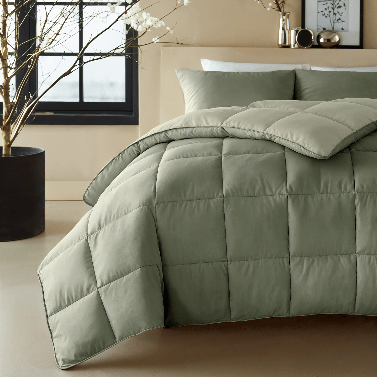 Zelesta Deluxe Duo Percale Cotton Duvet - Olive Green & Mint