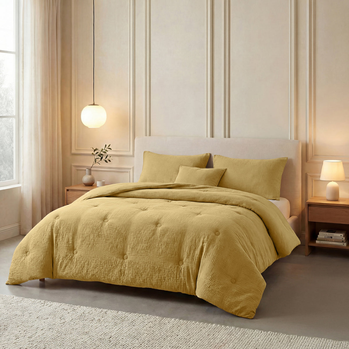 Zelesta Deluxe Cotton Muslin Duvet - Ochre