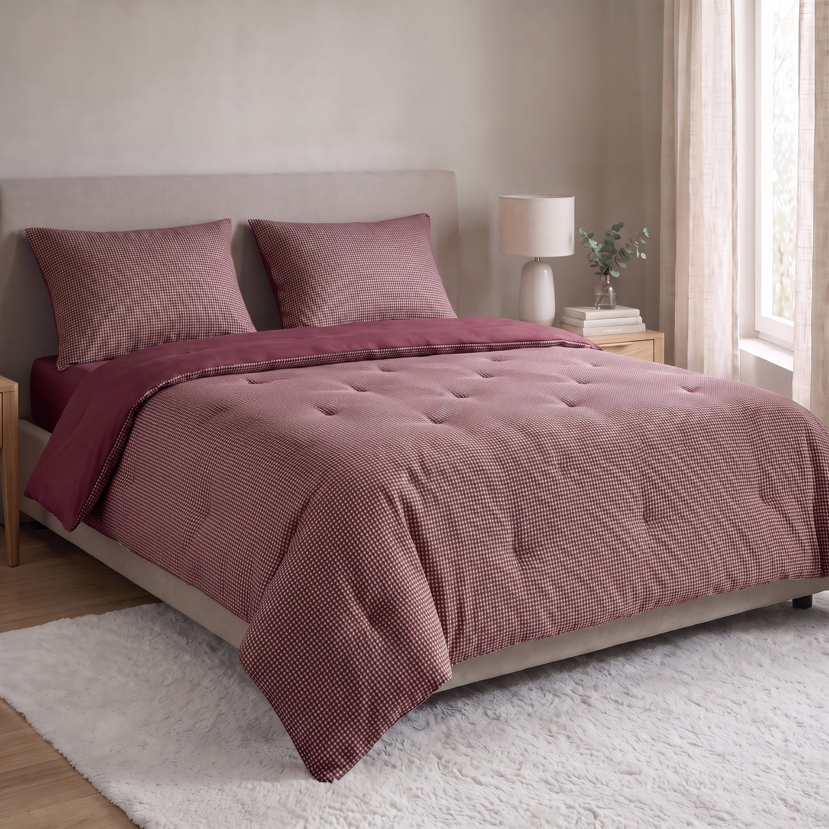 Zelesta Special Waffle Percal Duvet - Bordeaux Mix