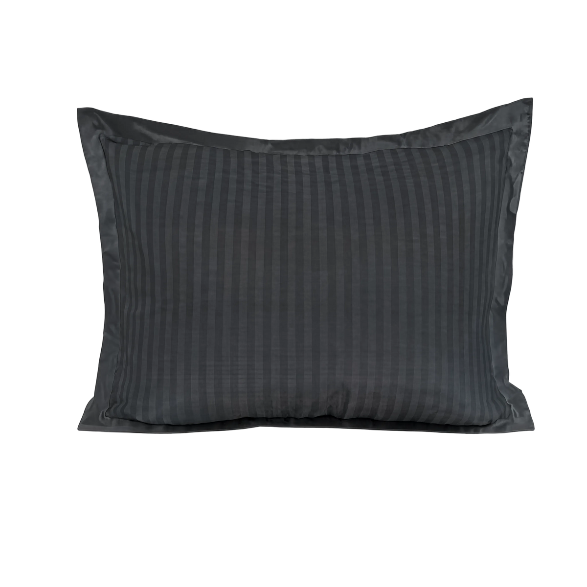 Zelesta Deluxe Hotel Stripe Seamless Satin Cotton Pillowcase Set Of 2 - Anthracite