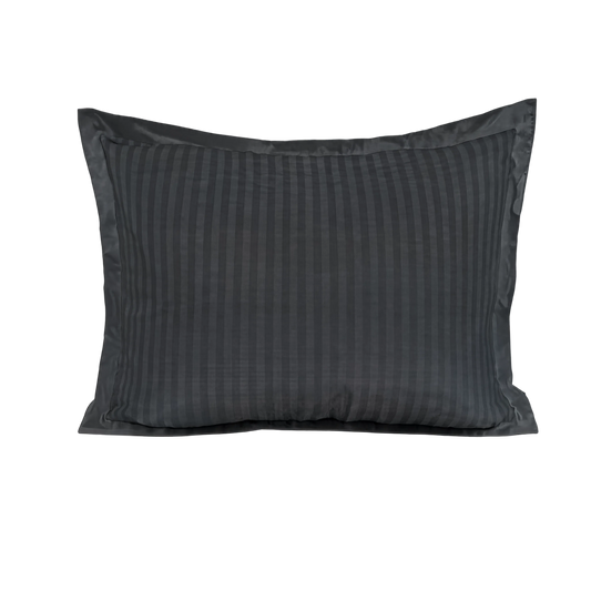 Zelesta Deluxe Hotel Stripe Seamless Satin Cotton Pillowcase Set Of 2 - Anthracite