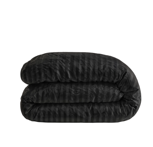 Zelesta Deluxe Hotel Stripe Seamless Satin Cotton Duvet - Black