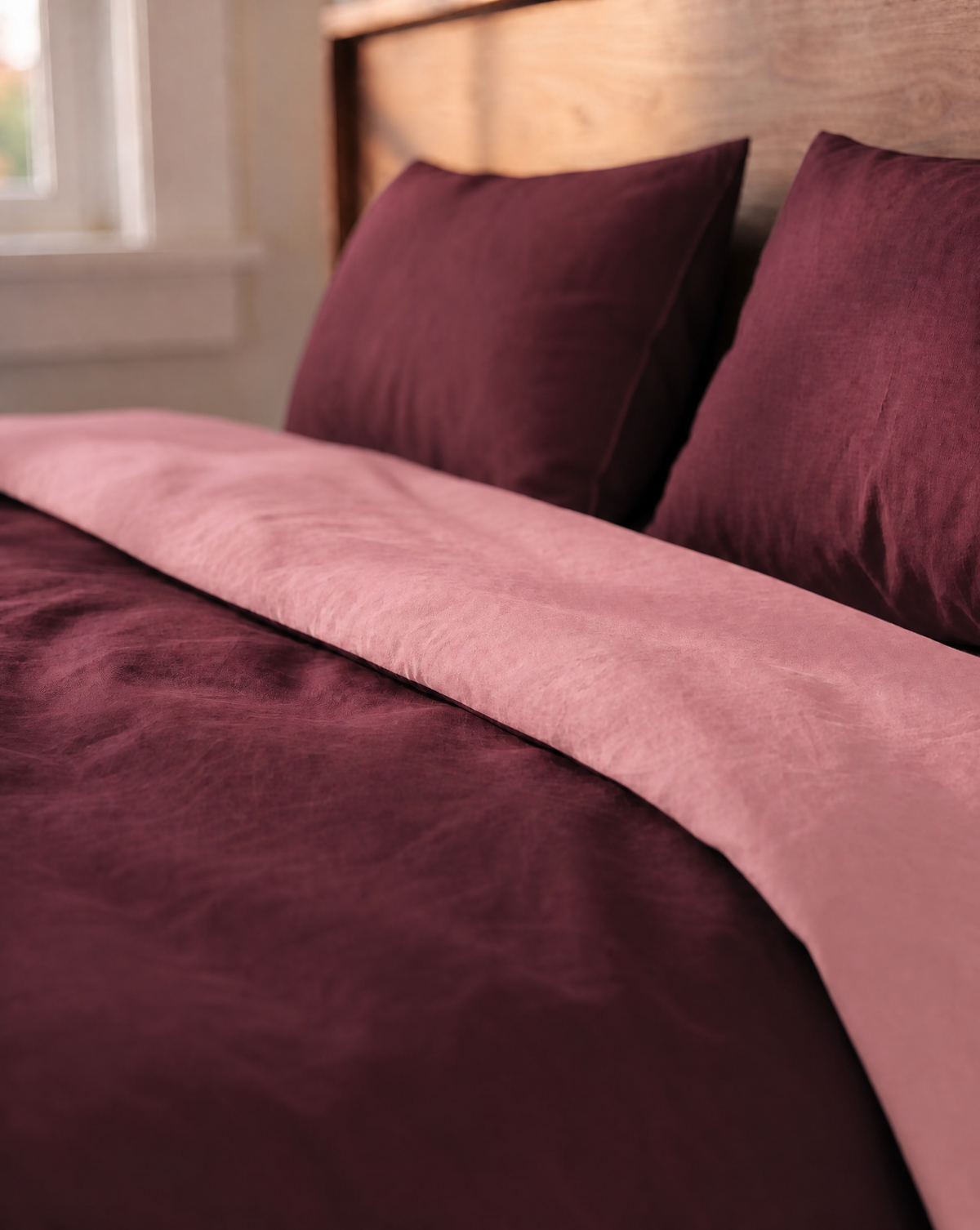 Zelesta Comfort Duo Seamless Duvet - Old Pink & Burgundy Red
