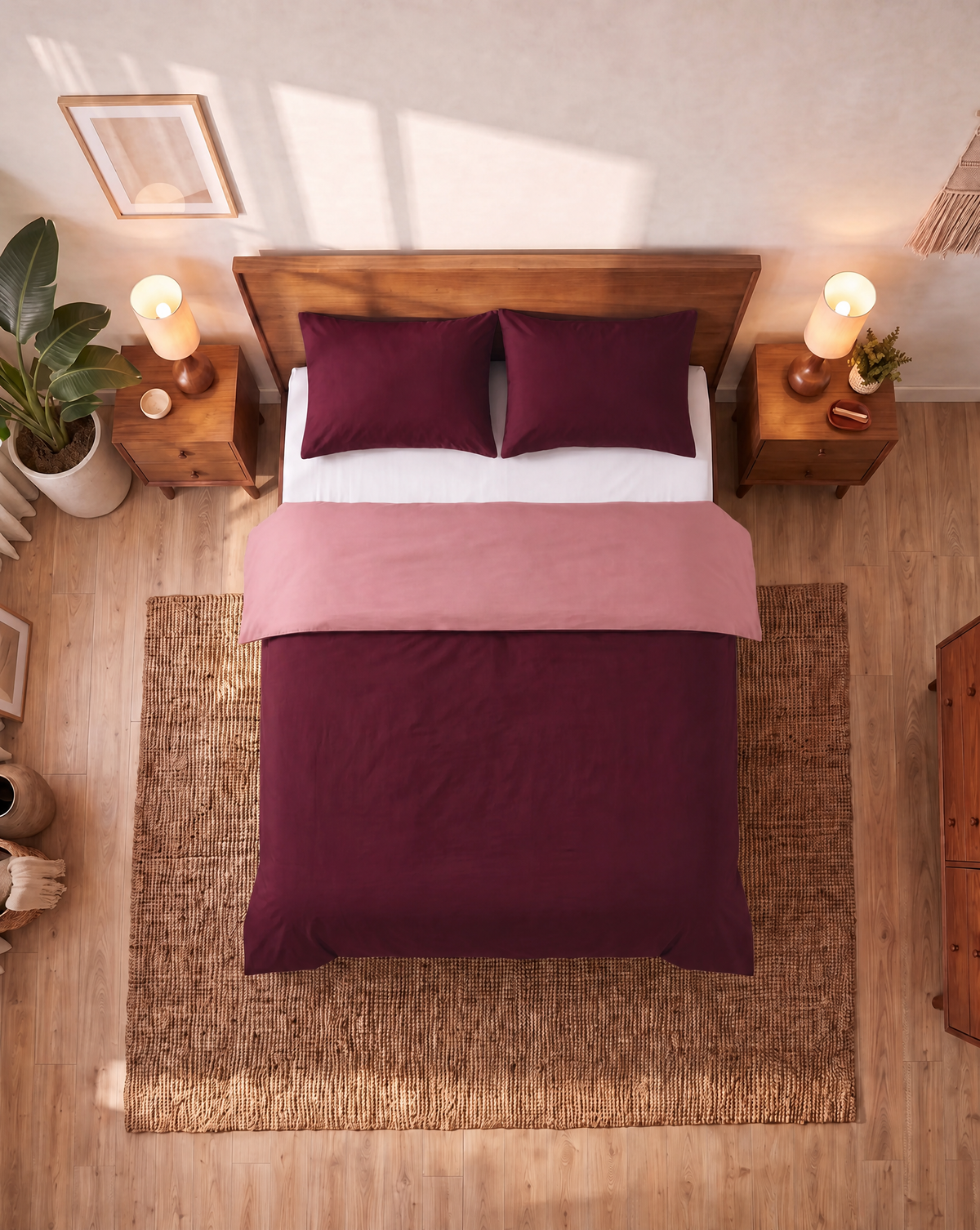 Zelesta Comfort Duo Seamless Duvet - Old Pink & Burgundy Red