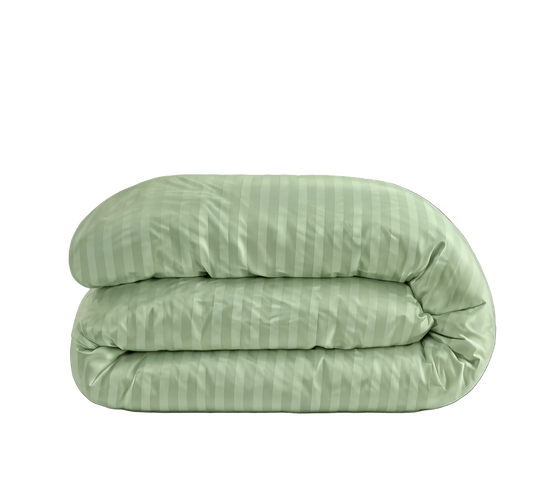 Zelesta Deluxe Hotel Stripe Seamless Satin Cotton Duvet - Green