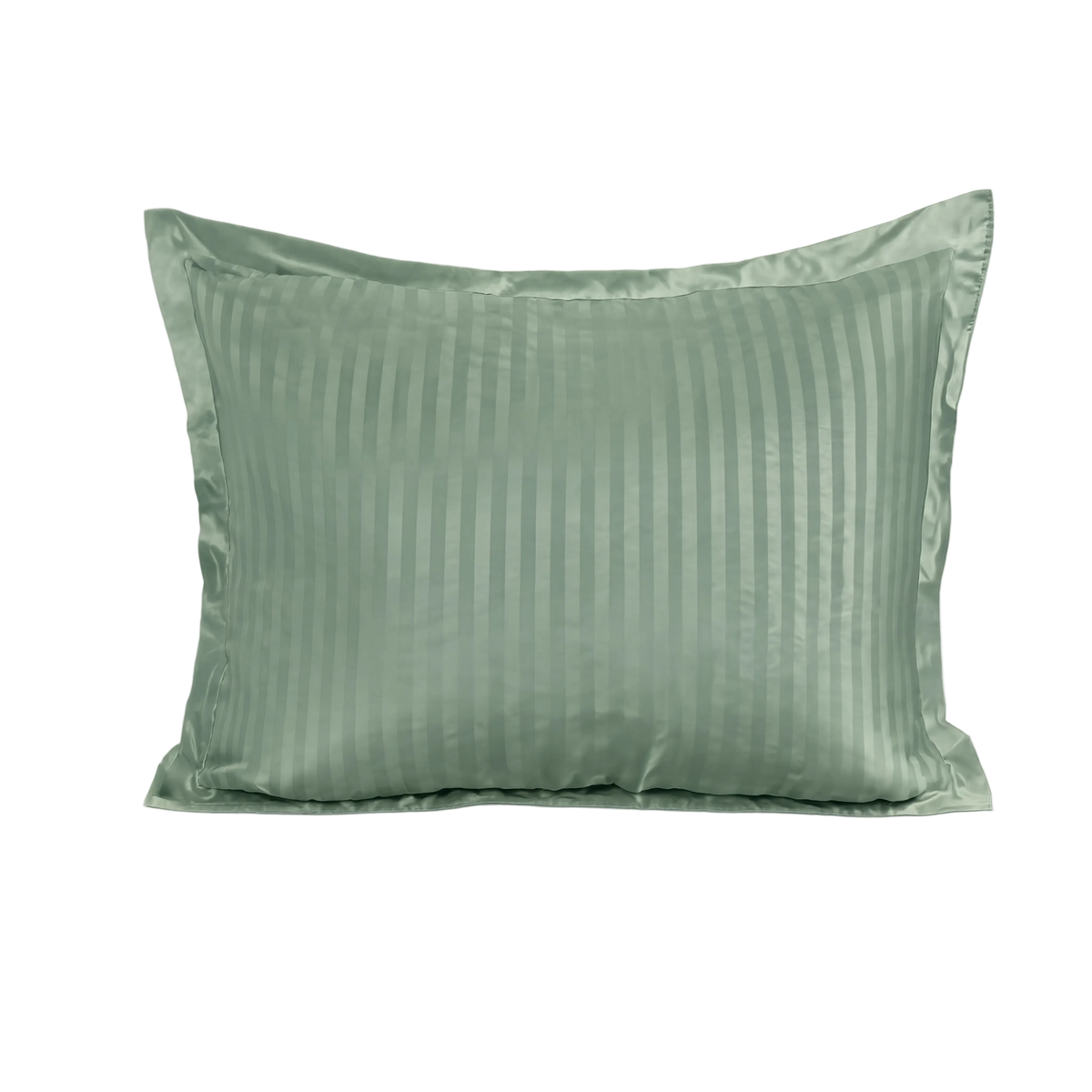 Zelesta Deluxe Hotel Stripe Seamless Satin Cotton Pillowcase Set Of 2 - Green