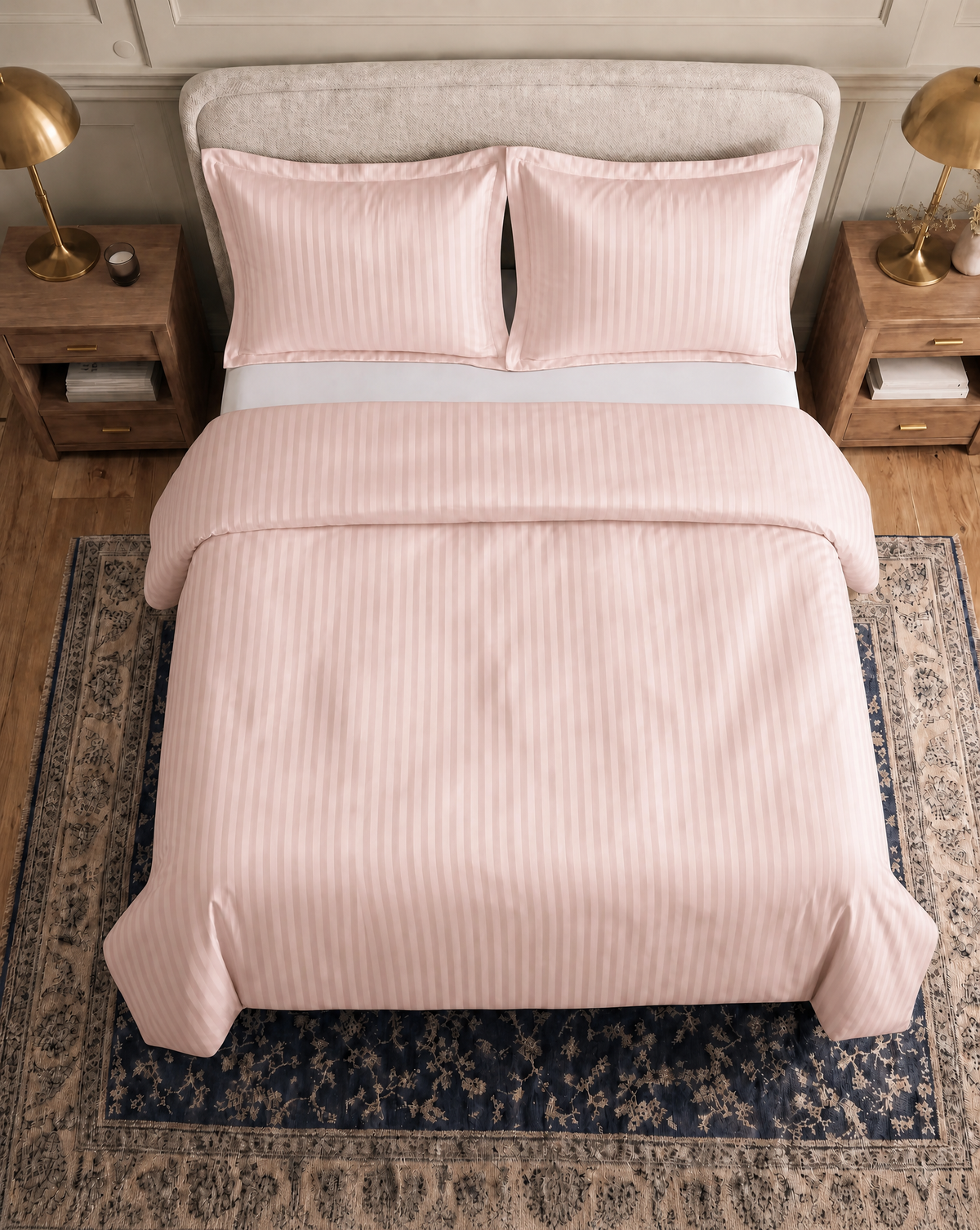 Zelesta Deluxe Hotel Stripe Seamless Satin Cotton Duvet - Pink