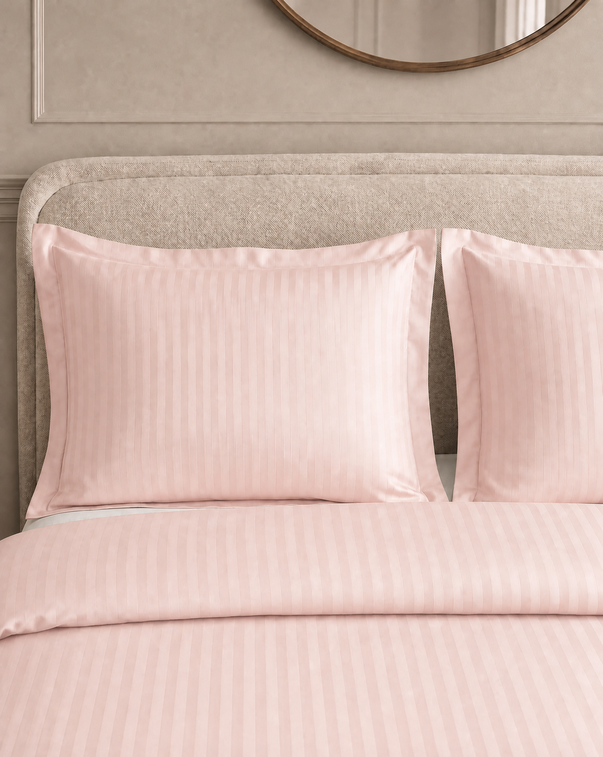 Zelesta Deluxe Hotel Stripe Seamless Satin Cotton Duvet - Pink