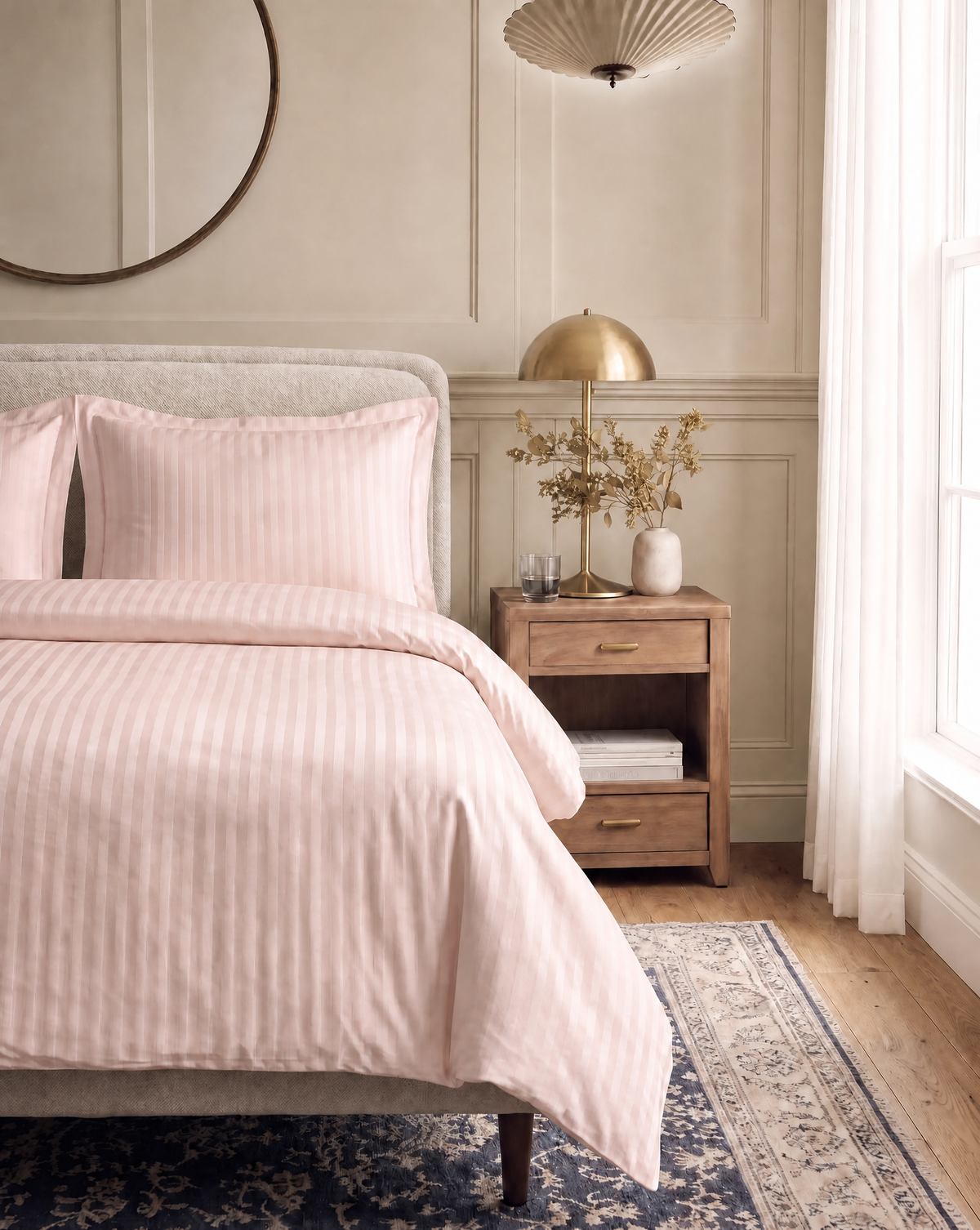 Zelesta Deluxe Hotel Stripe Seamless Satin Cotton Duvet - Pink
