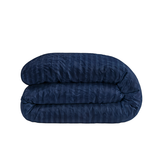 Zelesta Deluxe Hotel Stripe Seamless Satin Cotton Duvet - Blue