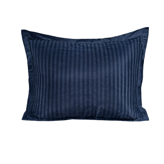 Zelesta Deluxe Hotel Stripe Seamless Satin Cotton Pillowcase Set Of 2 - Blue