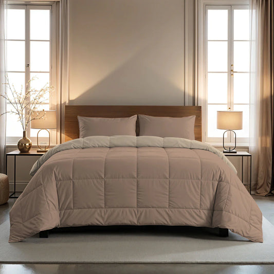 Zelesta Pure Duo Cotton Summer Duvet - Rose Brown & Concrete Brown