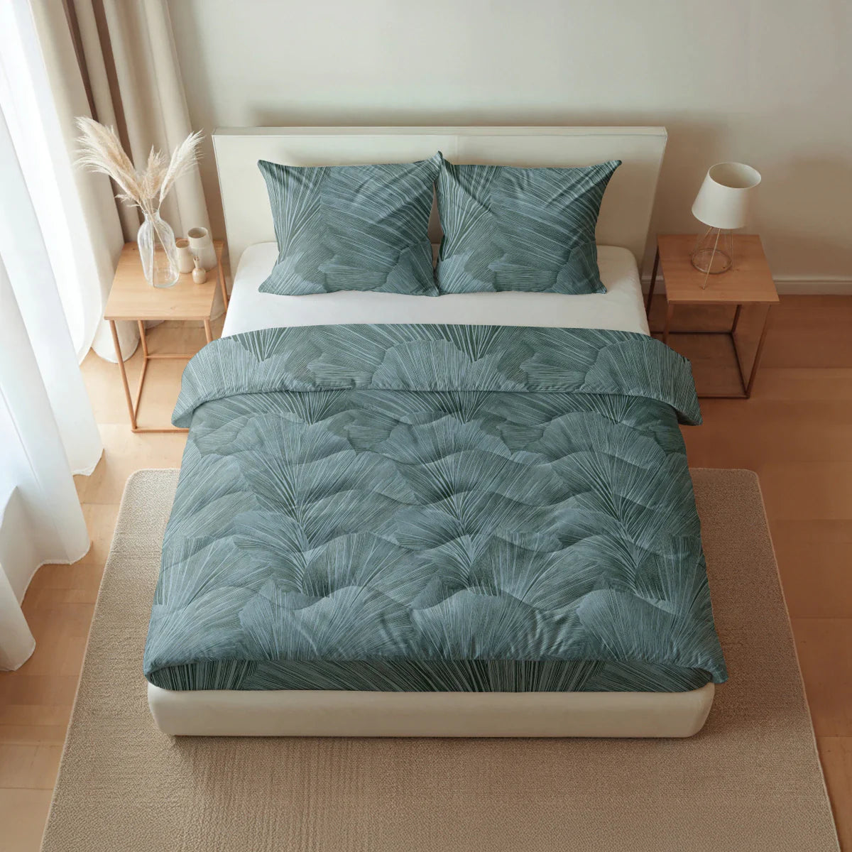 Zelesta Pure Design Cotton Pillowcase Set Of 2 - Botanical Green