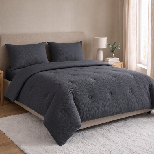 Zelesta Deluxe Cotton Muslin Pillowcase Set Of 2 - Anthracite