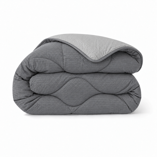 Zelesta Comfort Structure Seersucker Duvet - Grey & Light Grey